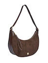 Accesorio elegante en PU con acabado de gamuza marrón, adecuado para combinar con cualquier outfit.