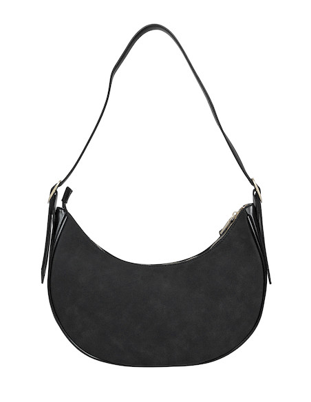 Bolso negro de PU con dimensiones de 29 cm x 15 cm, ideal para mujeres activas y seguras.