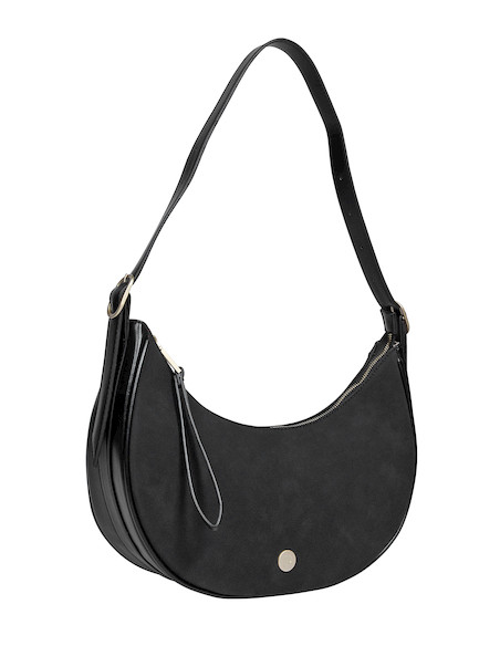 Cartera de mujer en color negro, estilo casual, combina con diversas prendas y ocasiones.