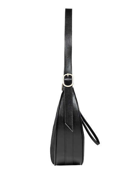 Bolso negro con tres bolsillos, uno con cierre, funcional y práctico para organizar tus esenciales.
