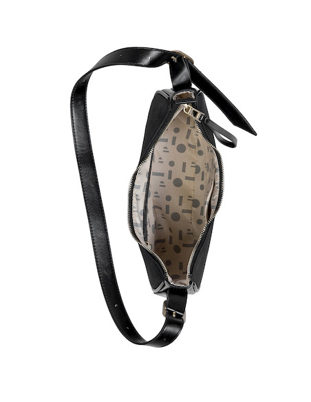 Cartera negra de PU para mujer, diseño contemporáneo, perfecta para un look sofisticado y moderno.