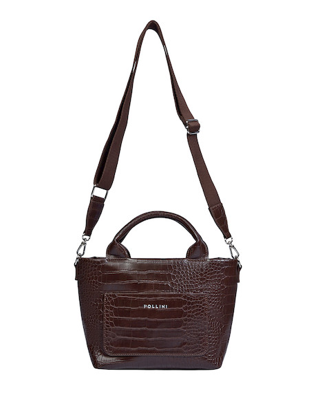 Accesorio femenino en color café, con tres bolsillos para organización y estilo casual.