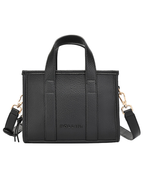 Bolso de mujer Pollini en color negro, destaca por su sofisticación y diseño contemporáneo.