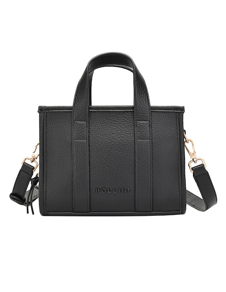 Bolso de mujer Pollini en color negro, destaca por su sofisticación y diseño contemporáneo.