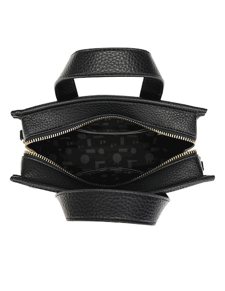 Bandolera negra de mujer estilo casual en PU graneado, ideal para uso diario y actividades laborales.