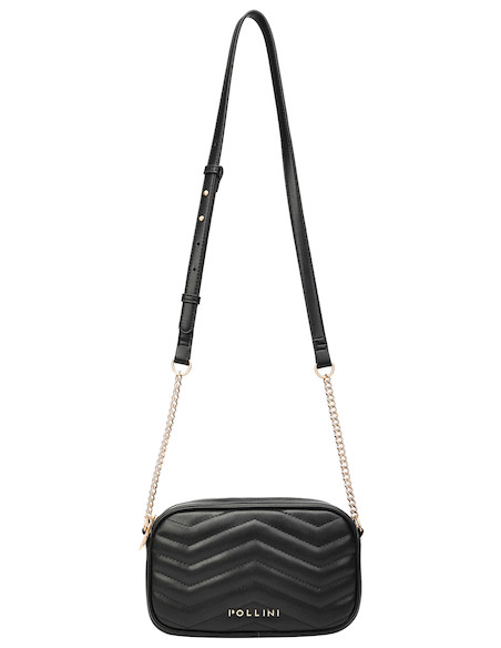 Interior del bolso bandolera negro, con dos bolsillos para mayor practicidad.