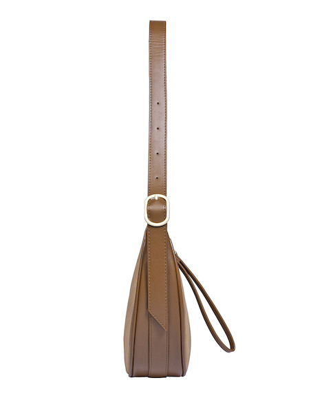 Bolso compacto de PU en color camel, perfecto para actividades laborales con estilo.