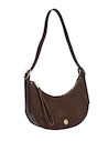 Cartera morada de mujer con textura suave, perfecta para llevar lo esencial en cualquier momento.