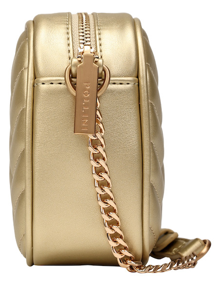 Bolso Pollini en color oro, perfecto para llevar lo esencial con estilo.