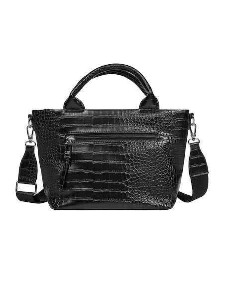 Bolso versátil negro de mujer en PU, con correa ajustable y extraíble para mayor comodidad.
