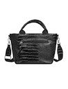 Bolso versátil negro de mujer en PU, con correa ajustable y extraíble para mayor comodidad.