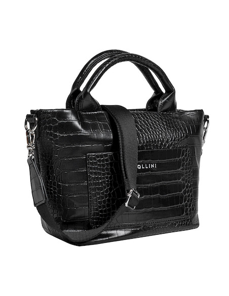 Cartera casual negra de mujer con cierre metálico, ideal para llevar lo esencial.