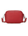 Textura atractiva del material PU graneado en la bandolera roja, resaltando su diseño moderno.