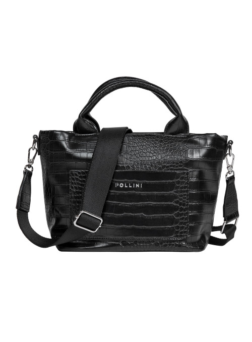 Carcaj negro de mujer en PU con textura, ideal para ocasiones casuales y uso diario.