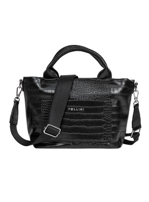 Carcaj negro de mujer en PU con textura, ideal para ocasiones casuales y uso diario.