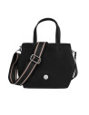 Bandolera negra de nylon con detalles en Pu, estilo casual, ideal para uso diario femenino.