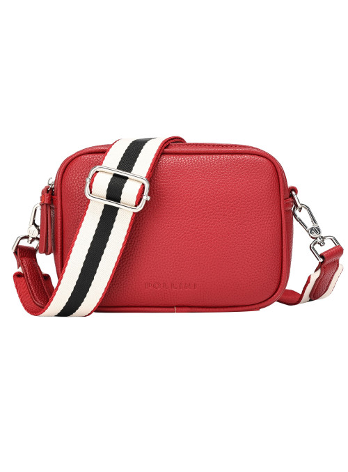 Bandolera roja casual de mujer en material PU graneado, ideal para un look diario audaz.