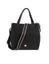 Bandolera negra de mujer en nylon con detalles en Pu, ideal para un estilo casual diario.
