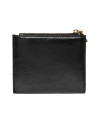 Billetera negra Pollini de PU con textura granulada, ideal para un look casual femenino.