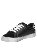zapatilla negra urbana de mujer Pollini, diseño moderno en sintético y cuero, ideal para looks casuales.